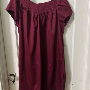 Burgundy Short Sleeve Dress